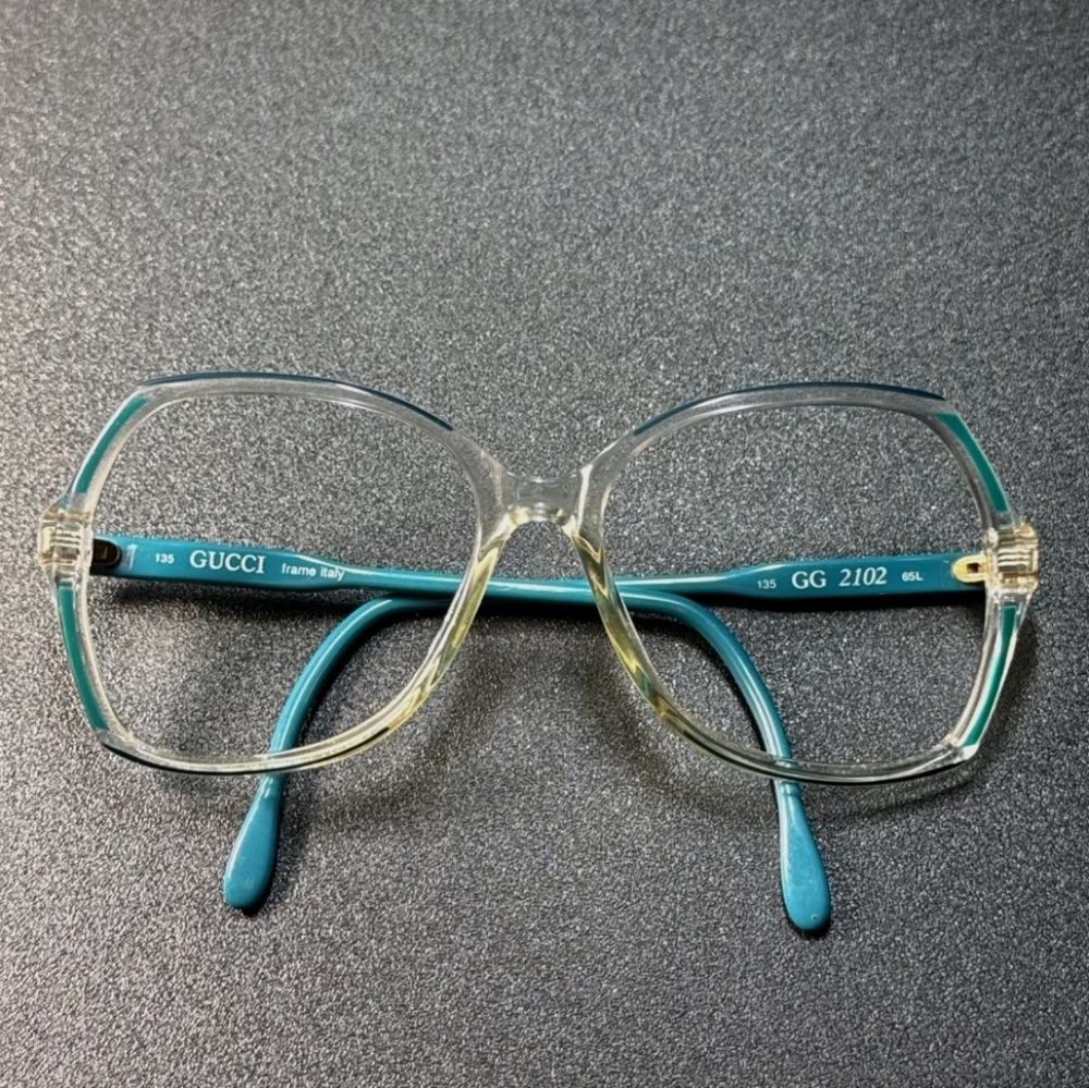 Gucci Italy GG2102 135 65L Clear/Turquoise Eyeglasses - Picture 6 of 7